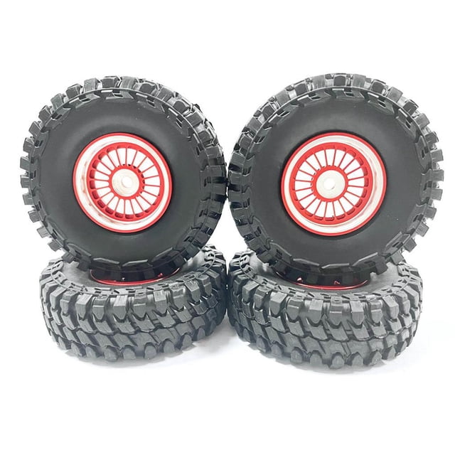 Llantas de plástico Bewildely 4 piezas para ruedas de control remoto 1/24 Axial SCX24 Rojo