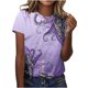 thumbnail image 1 of Tops de Ajuste Suelto para las Mujeres Sudadera Casual Impresa Manga Corta Cuello Redondo Superior, Poliéster, 1 of 5