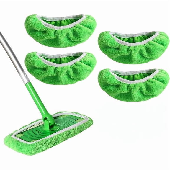 Dry Sweeping Cloths & Wet Mopping Cloths for Household Cleaning - Washable Microfiber Wet Pads for Mopping Floors - 4 Pack green (Excluding mop)