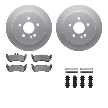 Dynamic Friction Company Rear Geospec Brake Rotors with 5000 Euro Ceramic Brake Pads includes Hardware 4612-63065