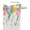 thumbnail image 5 of Pink Spring Floral Easter Kitchen Valances for Windows Farmhouse Linen Window Valance Curtain for Living Room Window Treatment Farmhouse Tulip Flower Valance Rod Pocket Topper Drape, 60 x 18 Inch, 5 of 6