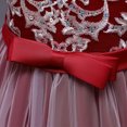 thumbnail image 6 of IBTOM CASTLE Flower Girl Lace Dress for Kids Wedding Bridesmaid Pageant Party Formal Long Maxi Gown Princess Communion Tulle Bow Dresses 5-6 Years Wine Red, 6 of 8