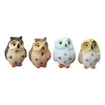Set of 4 Hand-Painted Ceramic Owl Figurines Decorative Collectible Statues for Home, Office, and Garden Decor