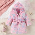 thumbnail image 2 of mgoYE Kids Little Boys Girls Cartoon Hooded Bathrobe Toddler Robe Pajamas Sleepwear(Sky Blue,5-6 Years), 2 of 9