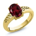 thumbnail image 2 of Gem Stone King 2.00 Ct Oval Red Rhodolite Garnet 18K Yellow Gold Plated Silver Curl Into Me Ring, 2 of 2