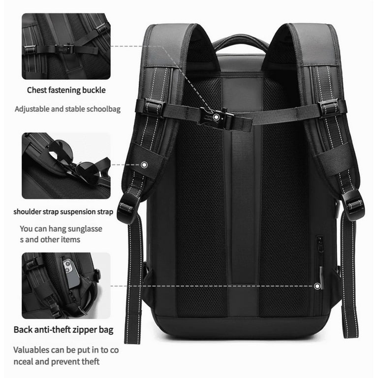Backpack, travel backpack, 60L large capacity backpack, backpack with vacuum compression system, waterproof oxford cloth, TSA lock, 17 inch computer backpack, black - Walmart.com Backpack, travel backpack, 60L large capacity backpack, backpack with vacuum compression system, waterproof oxford cloth, TSA lock, 17 inch computer backpack, black - Walmart.com