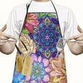 thumbnail image 2 of Mandala Pioneer Flower Collage Apron-Garden Aprons for Women with Pockets-Cotton Linen Waterproof Kitchen Cooking Gardening Aprons Adjustable for Kitchen,Cooking,BBQ and Salon 33x27 Inch, 2 of 5