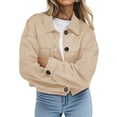 thumbnail image 3 of Chaqueta Corta de Ante Sintético para Mujer, Informal, Ligera, para Otoño e Invierno. Beige XXL, 3 of 8