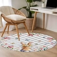 thumbnail image 5 of Easter 3ft Area Rug, Spring Rabbit Butterfly Botanical Florals Grey Plaid Washable Non-Slip Small Round Rugs for Entryway Bedroom Kitchen, Soft Circle Carpet for Dining Room, Playroom Nursery Rug, 5 of 9