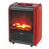 Optimus 1,200-Watt-Max Mini Electric Flame-Effect Fireplace Heater, Red, H-9300RD