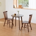 thumbnail image 4 of Livinia Toto Malaysian Oak Dining Chair Set of Two, Country Farmhouse High Spindle Back Wooden Side Chairs (Walnut), 4 of 9