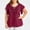 Red, variant on Pincandy Fashion Woman Casual V-Neck Solid Print Lace Short Sleeve T-Shirt Summer Plus Size Tops,Gray,4XL