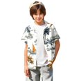 thumbnail image 3 of Abcomgle Kids Hawaiian Shirt Boys Tropical Palm Tree Print Boys Beach Shirt Button Down Short Sleeve Tourist Spring Shirts for Boys,Dark Gray,5-6Years, 3 of 5