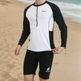 thumbnail image 4 of Handshe Men's Long Sleeve Rash Guard Swimsuit Set, Quick-Dry Top with 5-Inch Swim Trunks, Athletic Performance for Surfing, Swimming & Beach Activities, 4 of 9