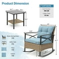 thumbnail image 6 of Segmart 3PCS Patio Rocking Bistro Chairs Set, Front Porch Furniture Sets with Cushions,Outdoor Rattan Wicker Sofa Chairs and Table,250Ibs, Blue, 6 of 12