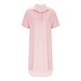 thumbnail image 4 of Admvng Womens Summer Dresses Solid Color V-neck Short Sleeve Tie Buckle Easy Loose Dress S-5XL, 4 of 6