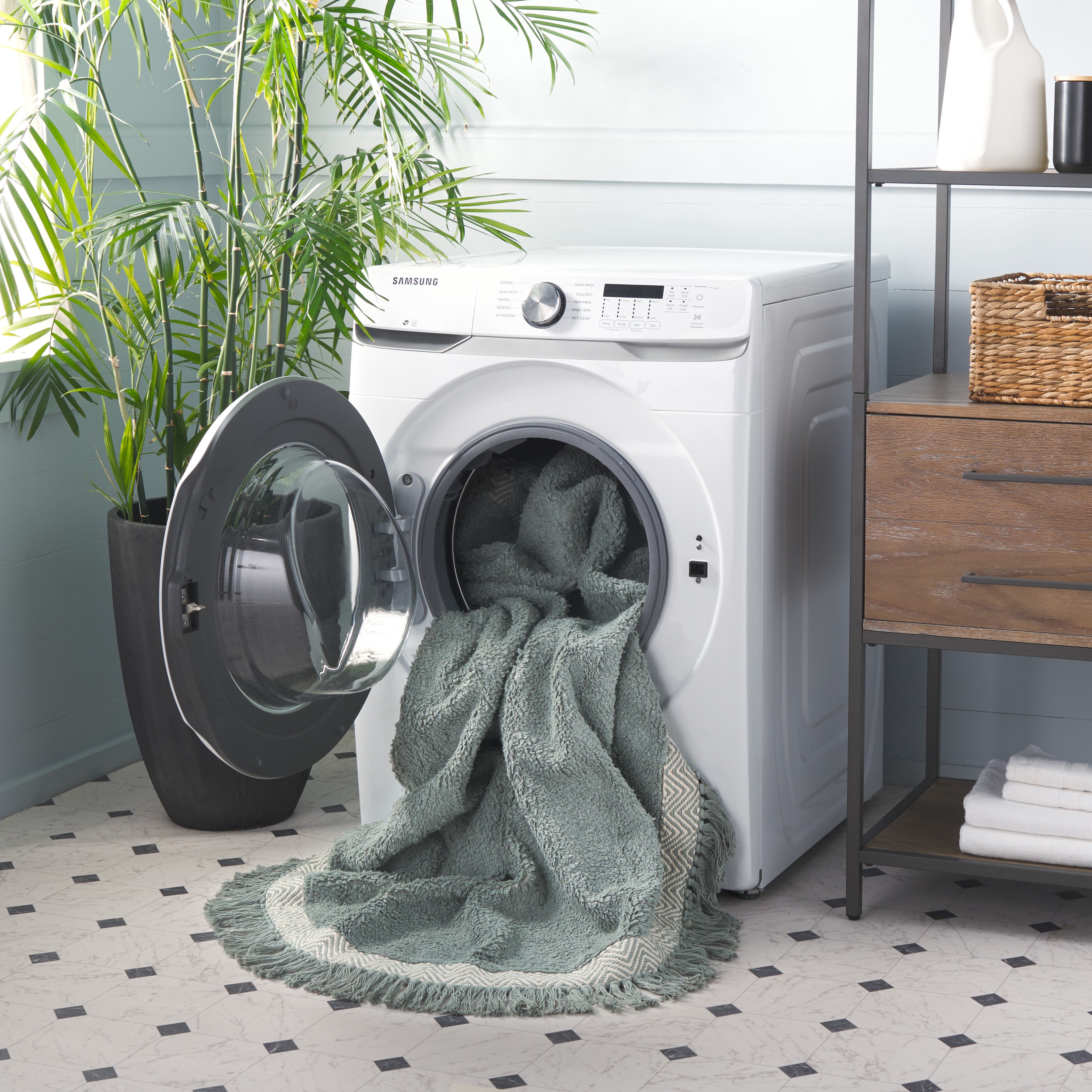 Safavieh Easy Care Dallas Solid Cotton Machine Washable Area Rug, Teal/Ivory, 3' x 3' Round