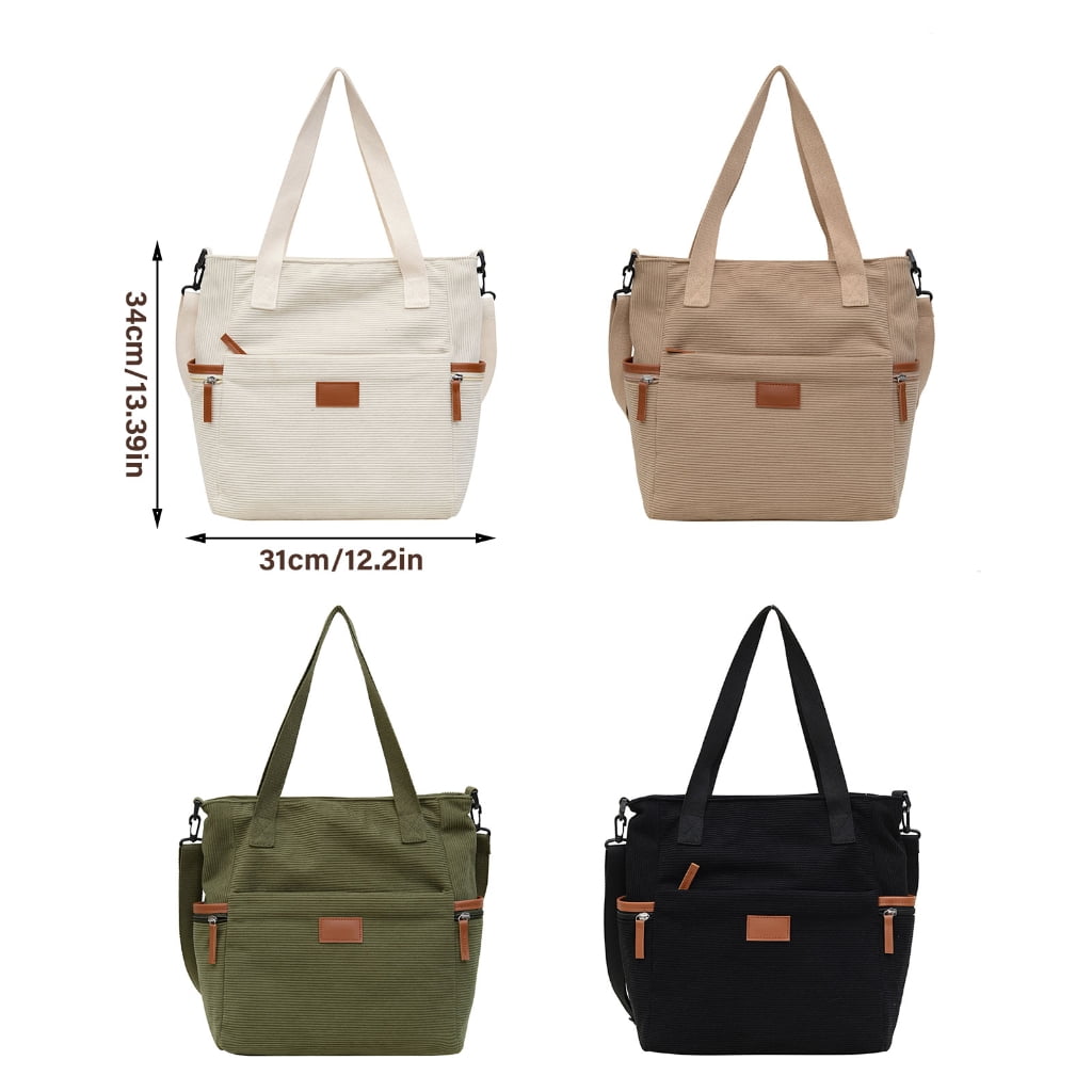 FENOHREFE Corduroy Bag For Women Large Capacity Shoulder Purse Handbag Crossbody Bag With Adjustable Strap Satchel Top Handle Bags