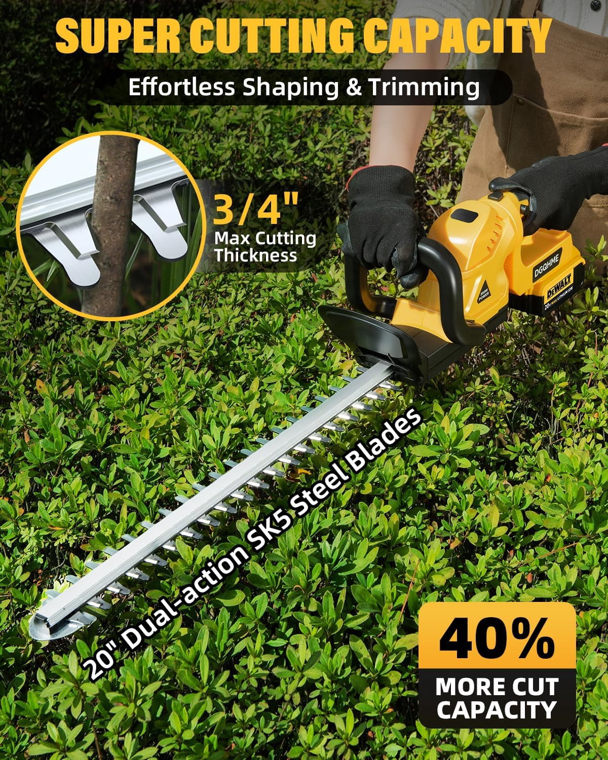 Cordless Hedge Trimmer with 3000RPM Motor and 180 °   Rotating Head for Efficient Garden Maintenance