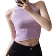 thumbnail image 3 of Sonducket Chaleco Casual moda femenina sólido sin mangas Sexy chalecos transpirable alta elasticidad camiseta sin mangas ropa mujer Prendas para la parte del cuerpo Púrpura, 3 of 6