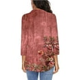 thumbnail image 4 of GuangCheng Womens V Neck Tops Long Sleeve Floral Printed Loose Fit Casual Blouses for Fall, 4 of 6