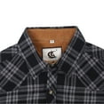 thumbnail image 4 of COEVALS CLUB Men's Flannel Western Pearl Snap Corduroy Lined Plaid Work Long Sleeve Shirts 09 Gray Black 4X-Larg, 4 of 7