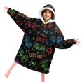 thumbnail image 4 of Game Controller Black Pattern Lamb Fleece Blanket Hoodies for Teens ,Teens Oversize Sherpa Wearable Hooded Blanket Sweatshirt with Super Pockets, 4 of 6