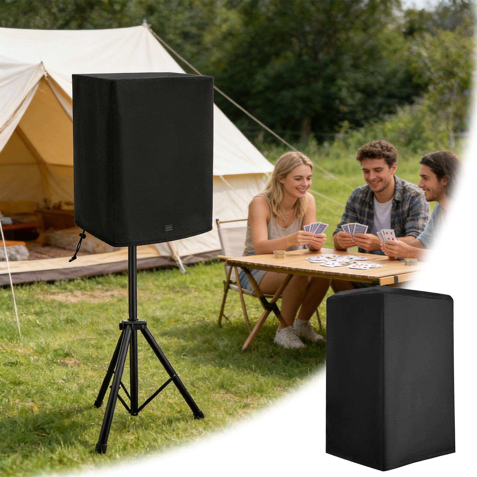 Waterproof Oxford Cloth Speaker Dust Cover – Heavy-Duty Audio Protective Cover, Black Outdoor Speaker Shield for Home, Parties, Garden & Audio Events