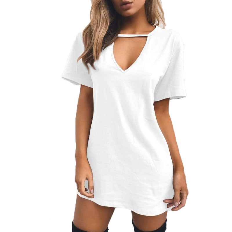 Casual Short Sleeve Long T-shirt Dress 