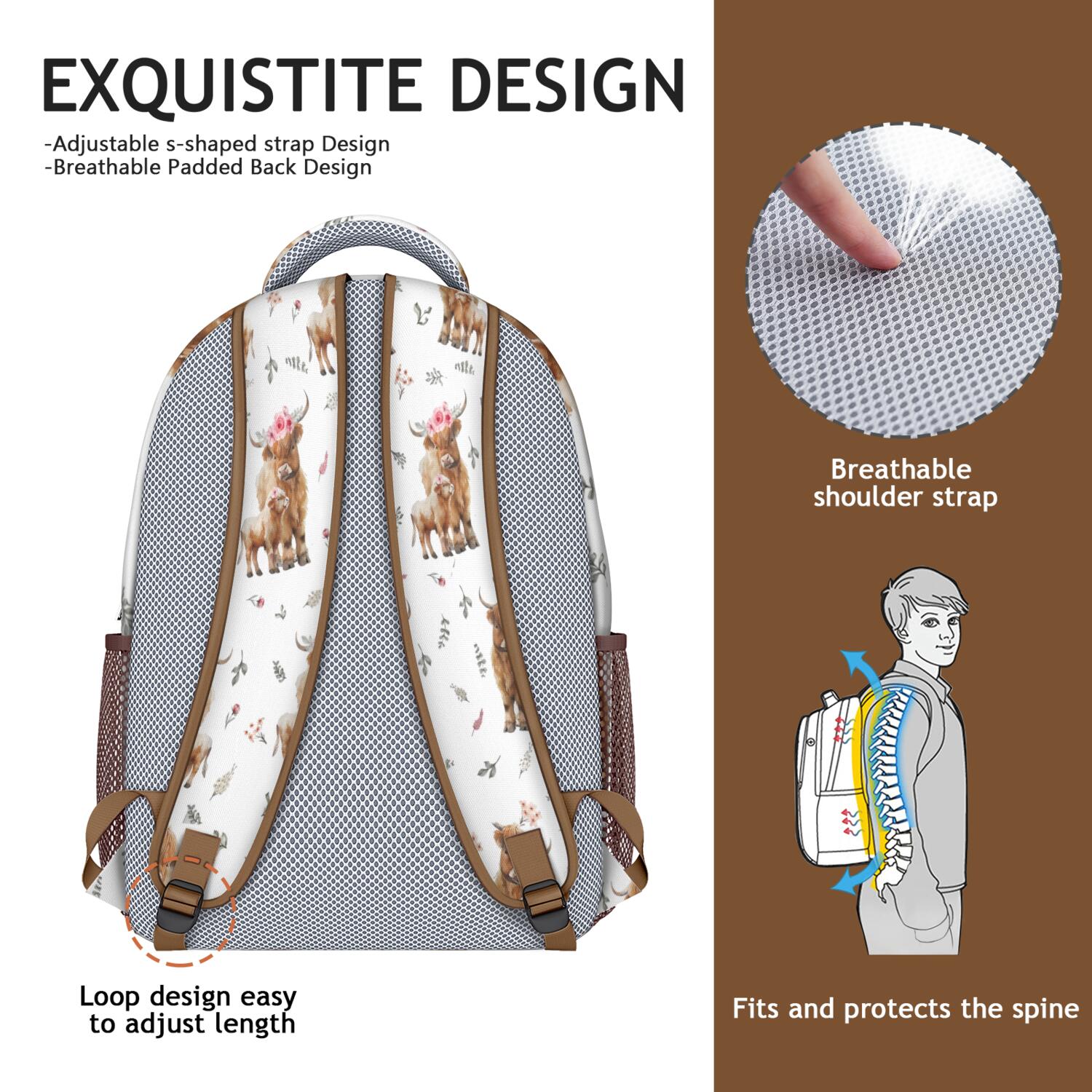 Wild Animal Design Waterproof School Backpack - Ergonomic Student Bookbag with Spinal Support, Breathable Straps & Durable Lightweight Daypack for Teens, College Students & Commuters