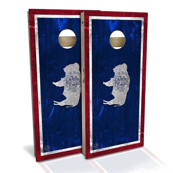 Skip's Garage | Wyoming Flag Backyard 2x4 Cornhole Board Set (24" x 48") | Includes (8) Bags Various Accessory Options
