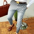 thumbnail image 2 of Honeeladyy Pantalones de vestir elásticos con estampado para hombre, pantalones largos ajustados y ajustados, pantalones de traje de golf de negocios, regalo de Año Nuevo para hijo, blanco M, 2 of 6