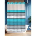 thumbnail image 4 of Blue Grey Stripes No Hook Shower Curtain and Liner Set Retro Coastal Style Wood Texture Shower Curtains with Snap-in Liner & See Through Top Window Hotel Style for Bathroom Decor 36x72 Inch, 4 of 8