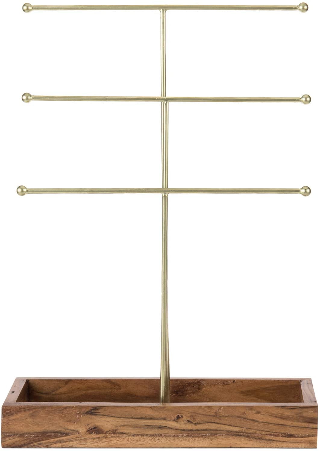 Tiered Brass Tone Metal Tabletop Jewelry Tower, Necklace Hanger, Earri –  MyGift