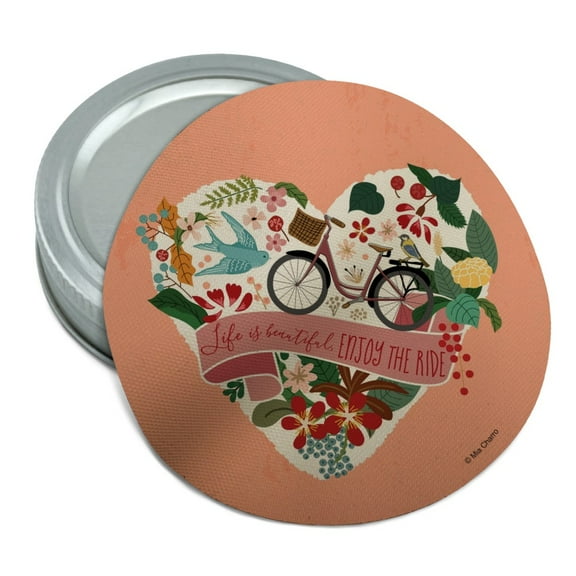 Life is Beautiful Enjoy the Ride Bicycle Round Rubber Non-Slip Jar Gripper Lid Opener