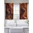 thumbnail image 6 of Brown Marble Semi Sheer Curtains 54 Inch Length 2 Panels Set, Ombre Abstract Striped Mottled Aesthetic Sheer Kitchen Curtain Privacy Voile Window Curtain for Living Room Bedroom Rod Pocket Drapes, 6 of 7