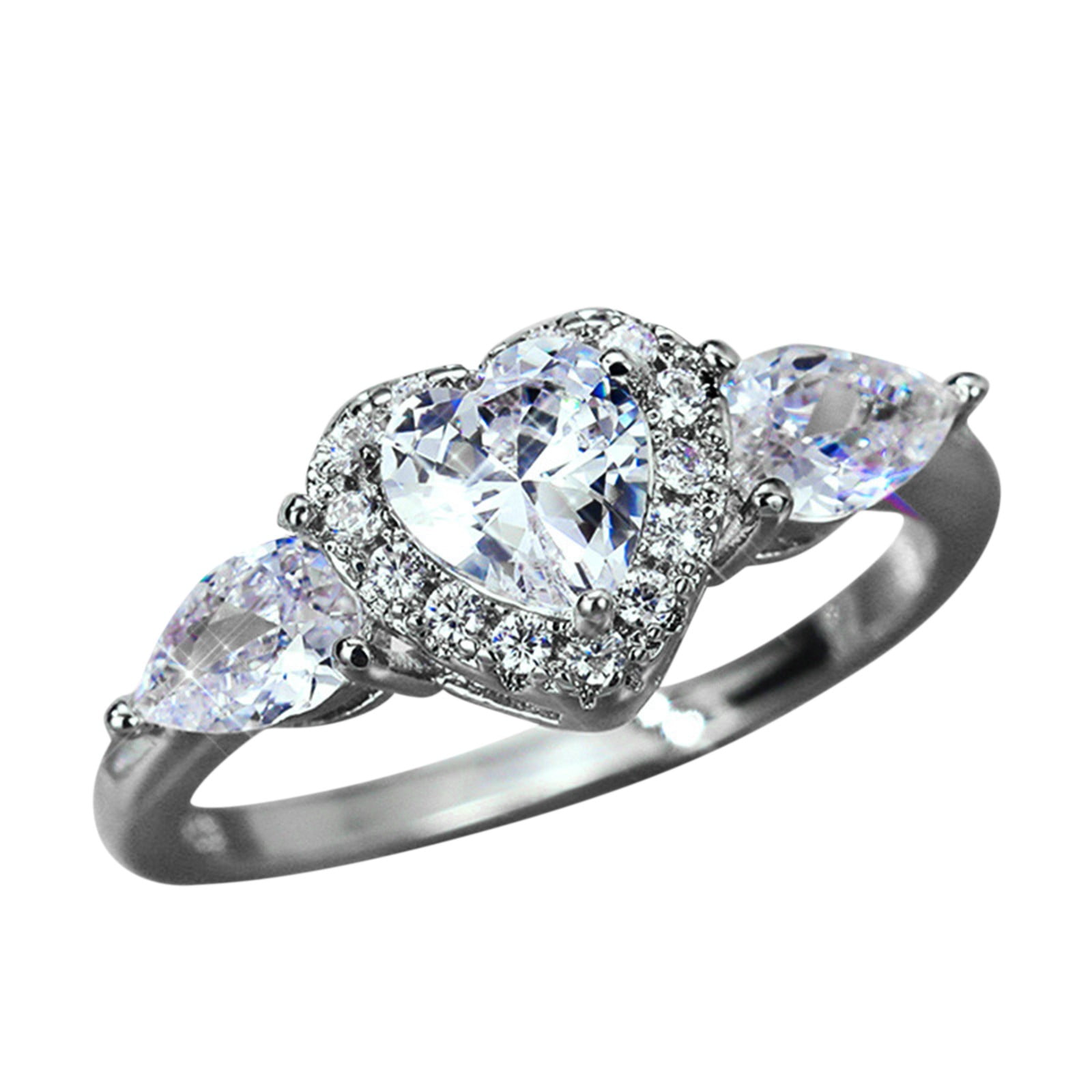 XIAQUJ Round Shaped Big Rhinestone Ring Diamond Wheel Ring Elegant Big  Rhinestone Ring Full Diamond Rings for Women Size 6 10 Rings Silver