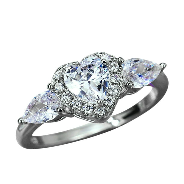Anillo de plata de la forma grande de diamantes de imitación anillo de diamantes de imitación elegante geometría para las mujeres Tamaño 6 10