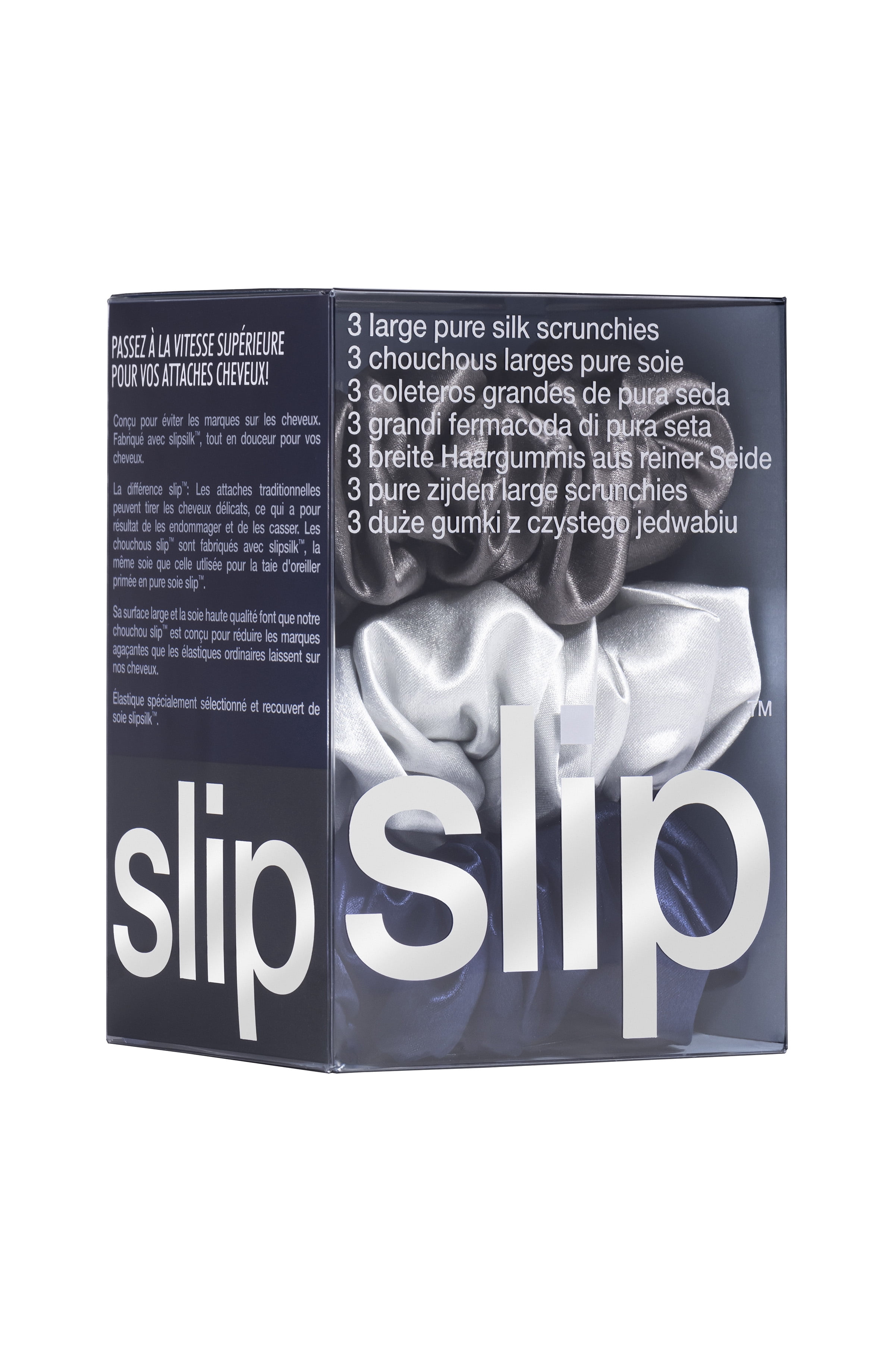 Slip Pure Silk Midnight Large Scrunchies Hair Tie, Assorted Colors, 3 ct