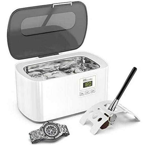 KECOOLKE Ultrasonic Jewelry Cleaner, 600ml Sonic Cleaner with Digital Timer for Eyeglasses, Rings, Coins，Silver，Denture Ultrasonic Cleaner Solution for Gifts