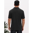 thumbnail image 3 of DARING DIVA Men's Jacquard Short Sleeve Button Down Collared Polo Shirts S Black, 3 of 7
