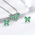 thumbnail image 4 of Gren Butterfly Jewelry Emerald May Birthstone Jewelry Set Fine Necklace/Earrings 925 Sterling Silver Women Birthday Mother's Day Gifts, 4 of 10