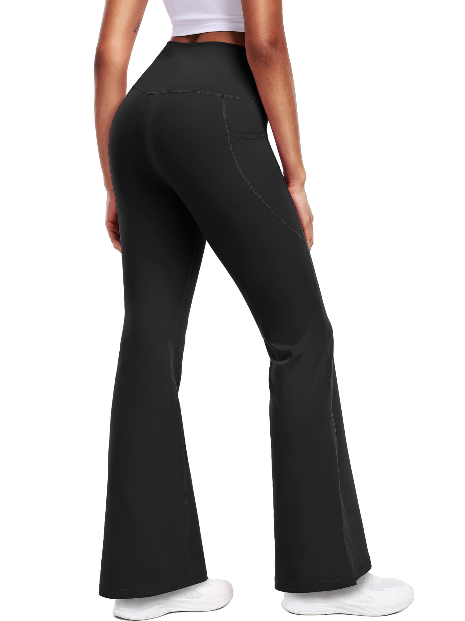 NELEUS ButterSoftFlex Womens Flare Leggings Athletic Yoga Workout Pants Bootcut High Waist with Side Pockets,Black,US Size XL