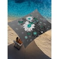 thumbnail image 2 of Sun Shade Sail 8'x10' Teal Turquoise Daisy Rectangle Sun Shade Sails Canopy Waterproof Grey Bubble Butterfly Floral Outdoor Sunshades Sand UV Block Cover Shades Cloth for Patio Backyard Garden Deck, 2 of 9
