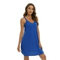 thumbnail image 5 of WBQ Basic Cami Women Long Tanks Top Dress with Strap, Solid Color Blue S-2XL, 5 of 9