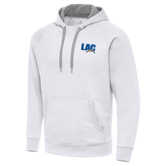 Men's Antigua  White Los Angeles Chargers Victory Pullover Hoodie