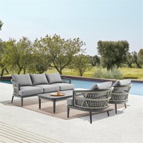 Zella Outdoor Patio 4 Piece Conversation Set in Aluminum