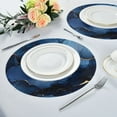 thumbnail image 2 of WOBOGO Navy Blue Gilt Marble Round Placemats Set of 6 Heat Resistant Washable Kitchen Table Decorations 15.4in, 2 of 7