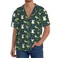thumbnail image 7 of Lsque Green Frogs print Men's Cuban Collar Short Sleeve Shirt Summer Beachwear Casual Button Down Fashionable Vacation Leisure Shirt-3X-Large, 7 of 7