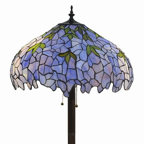 Warehouse of Tiffany Indigo 2-Light Tiffany-style Floor Lamp with Glass Glass Blue Patterned Shade